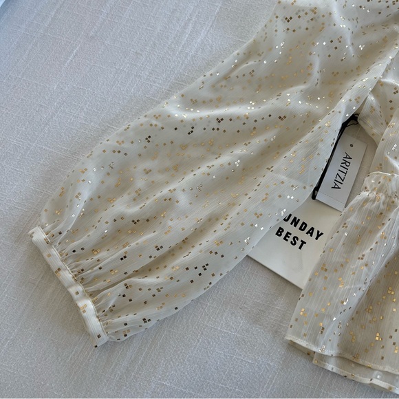 NWT Sunday Best x Aritzia White & Gold Polka Dot Top - Picture 2 of 4